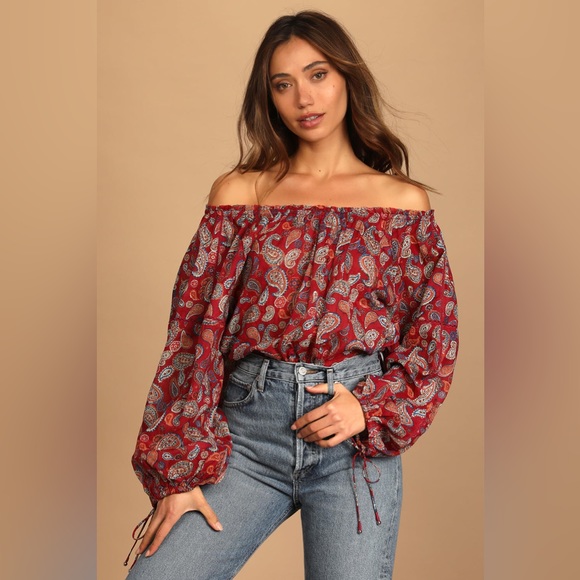 NWT FREE PEOPLE Sundown Paisley Bodysuit in Rust Size Medium - Picture 1 of 8